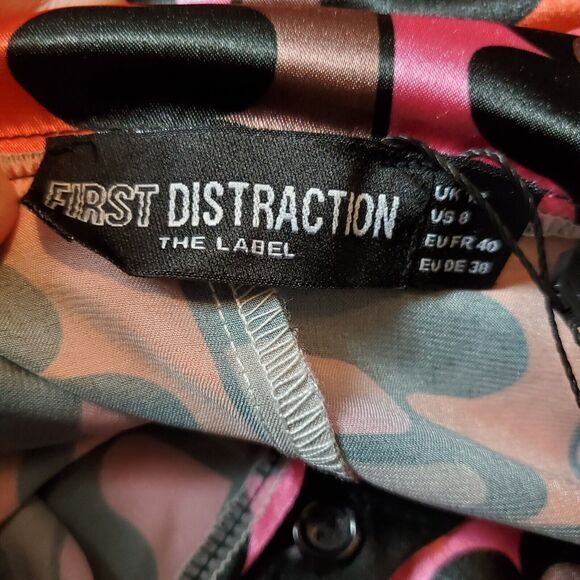 First Distraction The Label Shirt Dress In Multi Retro Print Size 8 NWT - Picture 7 of 11